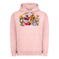 Pigment Salmon Lunch Lady Coffee Cups Urban Hoodie - FaDigitalArtStudio