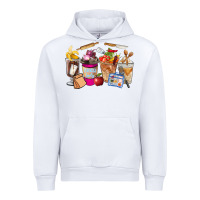 White Lunch Lady Coffee Cups Urban Hoodie - FaDigitalArtStudio