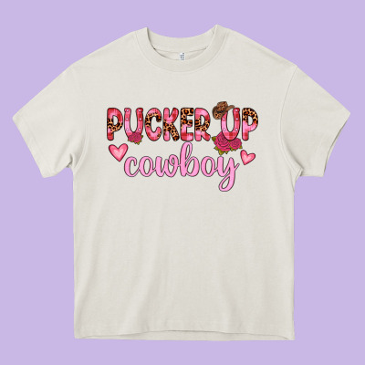 Pucker Up Cowboy Heavy Core Tee Designed By Jahusdesignshop