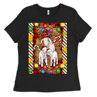 Black Christmas goat family Ladies Tee - Artiststas