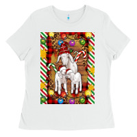 White Christmas goat family Ladies Tee - Artiststas