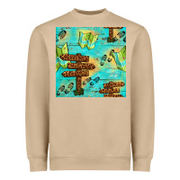 Mushroom Wooden Signboard And Gamping Map Seamless Pattern Heavyweight Sweatshirt - BundleAndBundleShop
