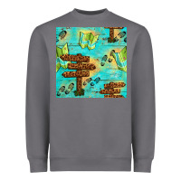 Storm Wooden Signboard And Gamping Map Seamless Pattern Heavyweight Sweatshirt - BundleAndBundleShop