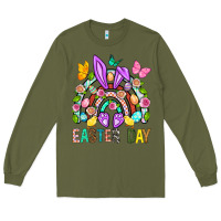 Army Green Easter Day Rainbow Long Sleeve Tee - BundleAndBundleShop