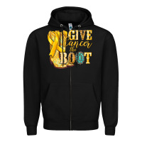 Black Give Cancer the boot Childhood Cancer Zipper Hoodie - NancyCooperArtShop