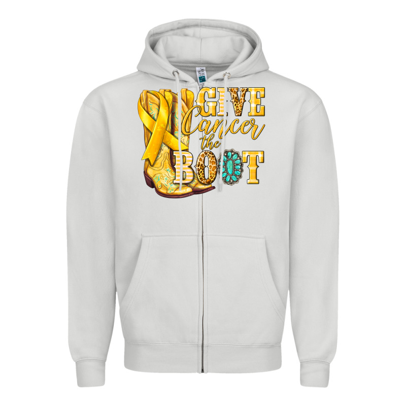 Give Cancer The Boot Childhood Cancer Zipper Hoodie by NancyCooperArtShop | Teevron