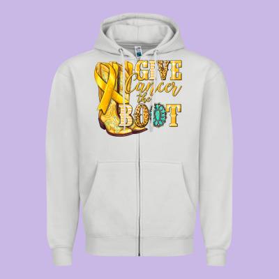 Give Cancer The Boot Childhood Cancer Zipper Hoodie Designed By Nancycooperartshop