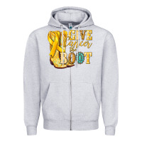 Heather Grey Give Cancer the boot Childhood Cancer Zipper Hoodie - NancyCooperArtShop
