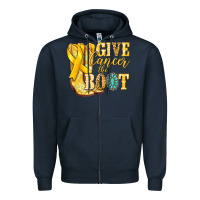 Navy Give Cancer the boot Childhood Cancer Zipper Hoodie - NancyCooperArtShop