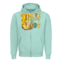 Seafoam Give Cancer the boot Childhood Cancer Zipper Hoodie - NancyCooperArtShop