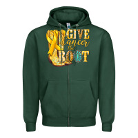 Sports Green Give Cancer the boot Childhood Cancer Zipper Hoodie - NancyCooperArtShop