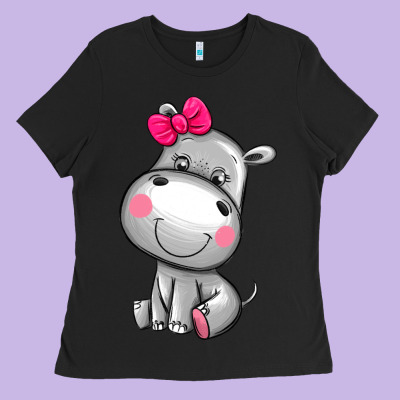 Cute Hippopotamus Ladies Tee Designed By Adodesignshop