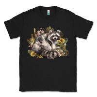 Black floral racoon western Classic Tee - NancyCooperArtShop