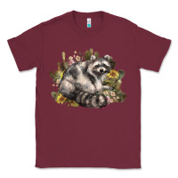 Burgundy floral racoon western Classic Tee - NancyCooperArtShop