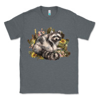 Charcoal Heather floral racoon western Classic Tee - NancyCooperArtShop