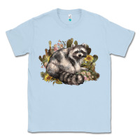 Dusty Blue floral racoon western Classic Tee - NancyCooperArtShop