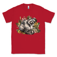 Red floral racoon western Classic Tee - NancyCooperArtShop