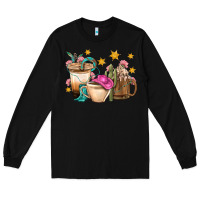 Black Western Cowgirl Coffee Cup Bbs Long Sleeve Tee - BundleAndBundleShop