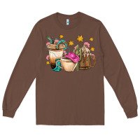 Chestnut Western Cowgirl Coffee Cup Bbs Long Sleeve Tee - BundleAndBundleShop