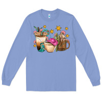 Colony Blue Western Cowgirl Coffee Cup Bbs Long Sleeve Tee - BundleAndBundleShop