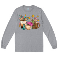 Heather Grey Western Cowgirl Coffee Cup Bbs Long Sleeve Tee - BundleAndBundleShop