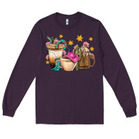Plum Western Cowgirl Coffee Cup Bbs Long Sleeve Tee - BundleAndBundleShop