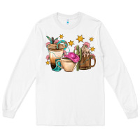 White Western Cowgirl Coffee Cup Bbs Long Sleeve Tee - BundleAndBundleShop