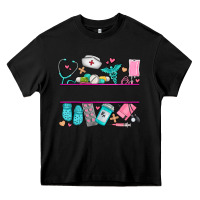 Black nurse elements with costom name Heavy Core Tee - AdoDesignShop