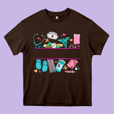 Nurse Elements With Costom Name Heavy Core Tee Designed By Adodesignshop