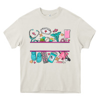 Cream nurse elements with costom name Heavy Core Tee - AdoDesignShop