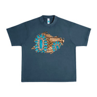 Midnight Navy gemstone wood leopard patch Urban Heavy Tee - AdoDesignShop