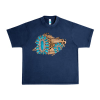 Navy gemstone wood leopard patch Urban Heavy Tee - AdoDesignShop