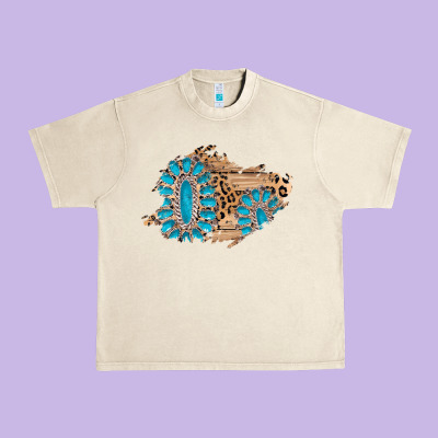 Gemstone Wood Leopard Patch Urban Heavy Tee Designed By Adodesignshop