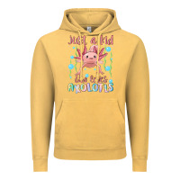 Vintage Mustard just a kid who loves axolotls Vintage Hoodie - MaliasSmallBusiness