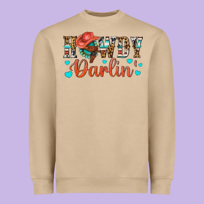 Western Howdy Darlin Heavyweight Sweatshirt Designed By Bundleandbundleshop