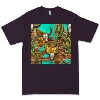 Plum western bull skull and cactus seamless pattern Premium Tee - BundleAndBundleShop
