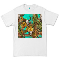 White western bull skull and cactus seamless pattern Premium Tee - BundleAndBundleShop