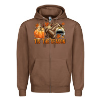 Chestnut Tis' the season Football and light yellow helmet Zipper Hoodie - NancyCooperArtShop