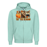 Seafoam Tis' the season Football and light yellow helmet Zipper Hoodie - NancyCooperArtShop
