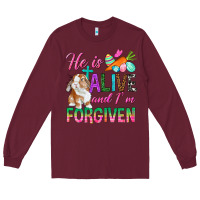 Burgundy He Is Alive And I'm Forgiven Long Sleeve Tee - BundleAndBundleShop