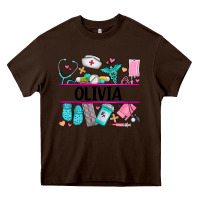 Chocolate Brown nurse elements with costom name Heavy Core Tee - AdoDesignShop