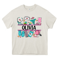 Cream nurse elements with costom name Heavy Core Tee - AdoDesignShop