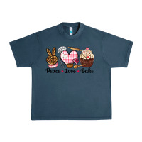 Midnight Navy peace love bake Urban Heavy Tee - NancyCooperArtShop