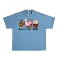 Pebble Blue peace love bake Urban Heavy Tee - NancyCooperArtShop