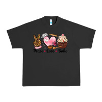 Pigment Black peace love bake Urban Heavy Tee - NancyCooperArtShop