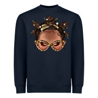 Navy Afro Bantu Knots Hairstyles Messy Bun With Clasp Bbs  2 Heavyweight Sweatshirt - BundleAndBundleShop