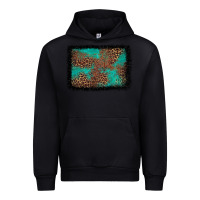 Black western leopard turquoise glitter tooled leather Urban Hoodie - FaDigitalArtStudio