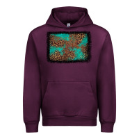 Mauve Wine western leopard turquoise glitter tooled leather Urban Hoodie - FaDigitalArtStudio