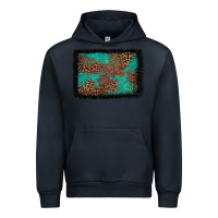 Navy western leopard turquoise glitter tooled leather Urban Hoodie - FaDigitalArtStudio