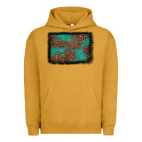 Pigment Peanut Butter western leopard turquoise glitter tooled leather Urban Hoodie - FaDigitalArtStudio